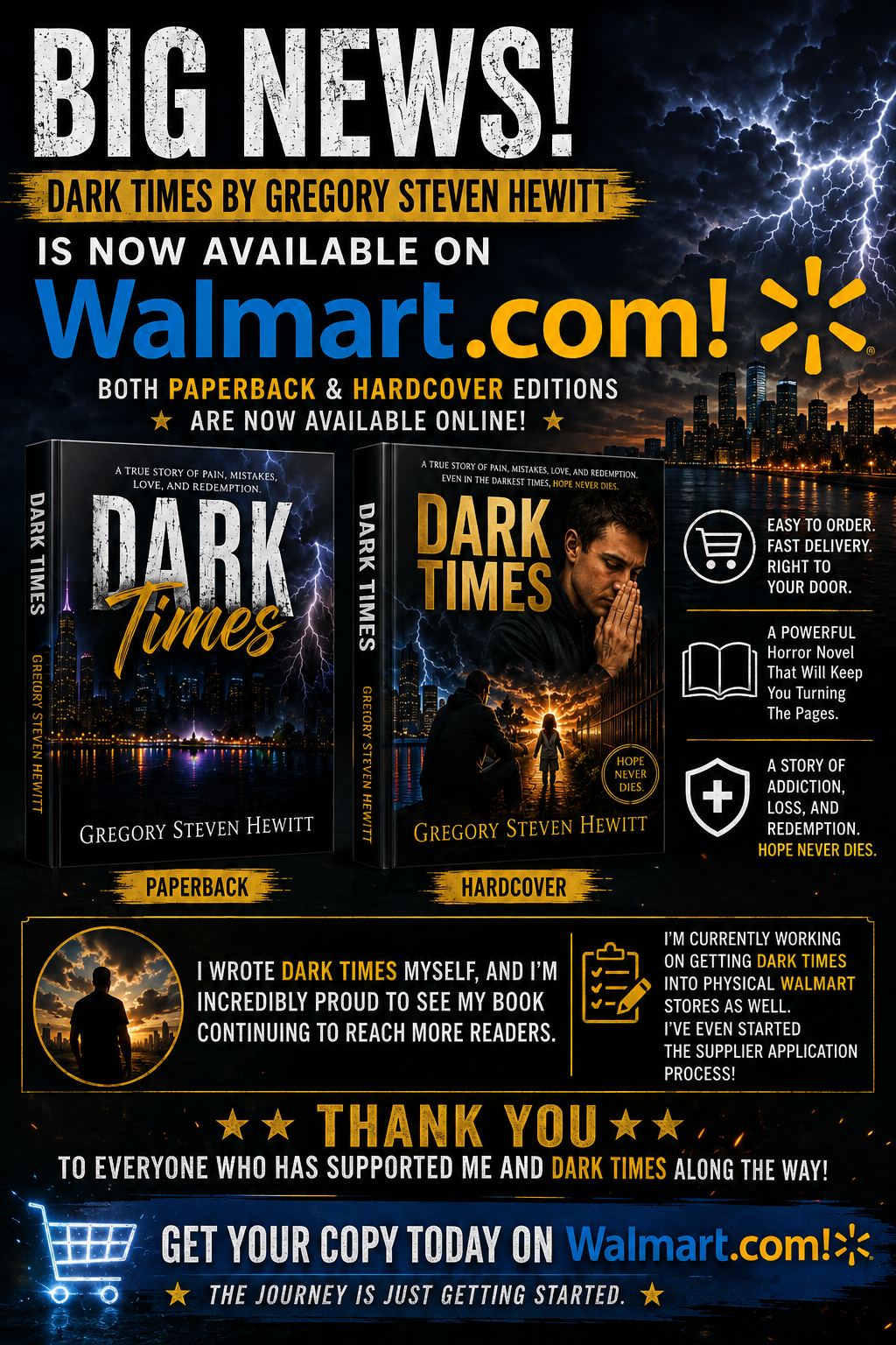 Dark Times is now available on Walmart.com in paperback and hardcover editions