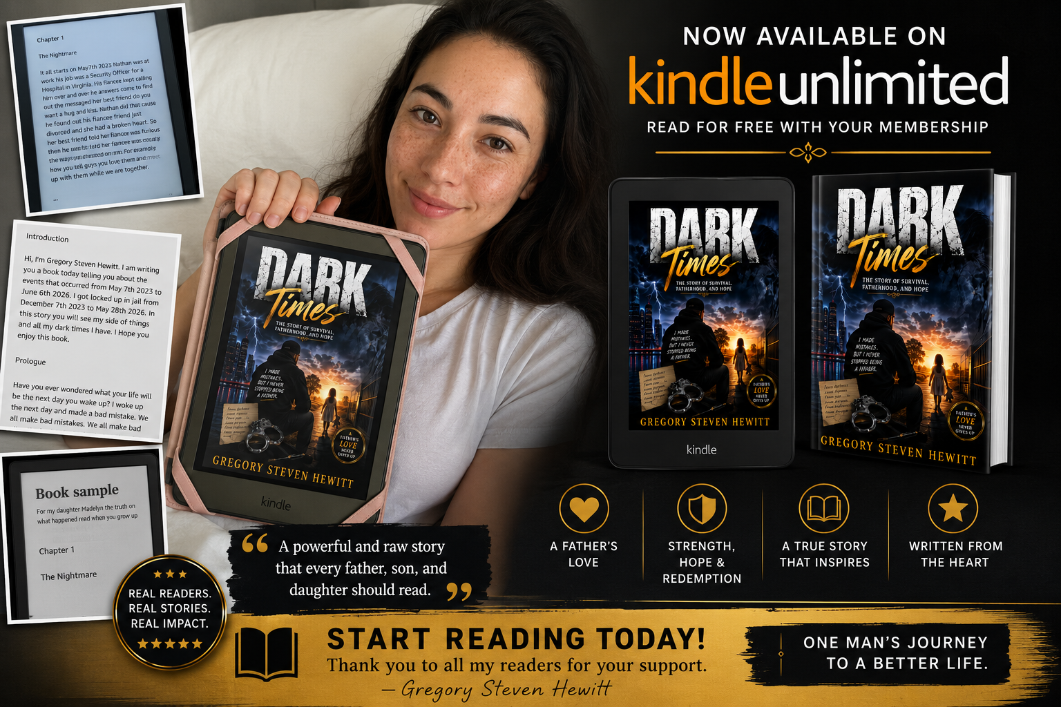 Now available on Kindle Unlimited β read Dark Times by Gregory Steven Hewitt free with your membership